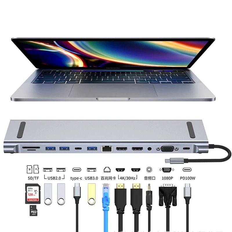 4 Hdmi Multi Monitor Video Card 4K - USB C 3.0 HUB ประเภท C